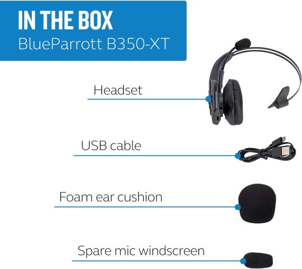 BlueParrott B350-XT Noise Cancelling Trucker Bluetooth Headset – Updated Design with Industry Leading Sound & Improved Comfort, Extended Wireless Range - Ideal for Anyone On-The-Go, Black - Image 7
