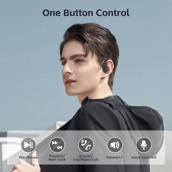 Bluetooth Headphones Wireless Earbuds, Bluetooth 5.3 Stereo Earphones, Noise Cancelling Mic, IPX7 Waterproof Ear Buds for Workout/Running Black - Image 6