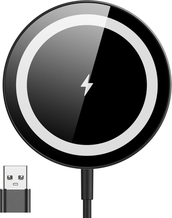 for Mag-Safe Charger, Magnetic Wireless Charger Made for iPhone 16/16 Pro/16 Pro Max/16 Plus/15/14/13/12 Series, 15W Max Fast Mag Safe Charging Pad for AirPods Pro 3 2 (Black)