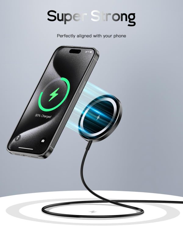 for Mag-Safe Charger, Magnetic Wireless Charger Made for iPhone 16/16 Pro/16 Pro Max/16 Plus/15/14/13/12 Series, 15W Max Fast Mag Safe Charging Pad for AirPods Pro 3 2 (Black) - Image 2