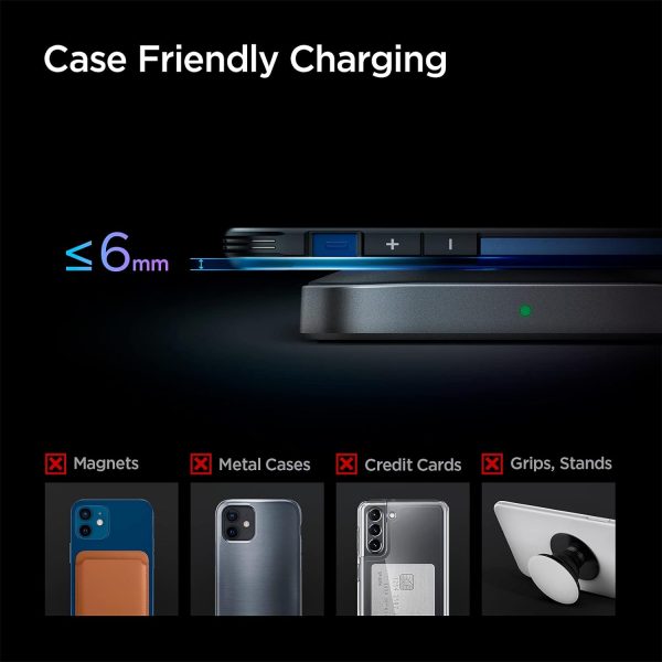 Spigen Wireless Charger, Fast 15W Wireless Charging Pad for Qi Enabled Galaxy S24 Ultra Plus Z Fold Flip 5 4 3 S23 S22 FE Note 20 Pixel 8 Pro Fold 7 6 iPhone 15 14 13 12 SE Max [No Adapter Included] - Image 6
